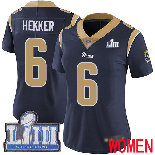 Los Angeles Rams Limited Navy Blue Women Johnny Hekker Home Jersey NFL Football #6 Super Bowl LIII Bound Vapor Untouchable